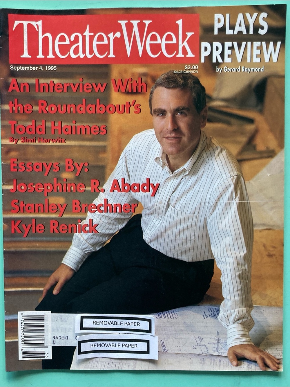 Todd Haimes - Season Preview The Plays Theater Week Magazine Sept 4 1995 Label